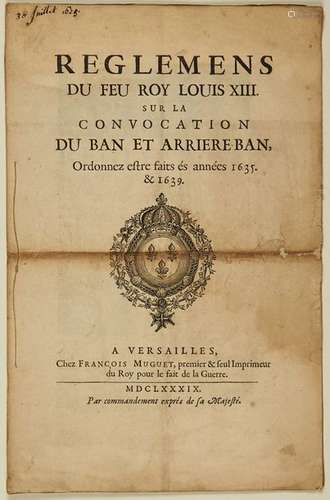 RÉGLEMENTS DU FEU ROY LOUIS XIII sur la Convocatio...