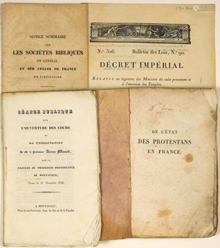 PROTESTANTISME. 4 Imprimés: Décret Impérial du 5 m...