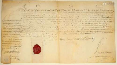 (CENT SUISSES DE LOUIS XIV. 1703) Parchemin signé ...