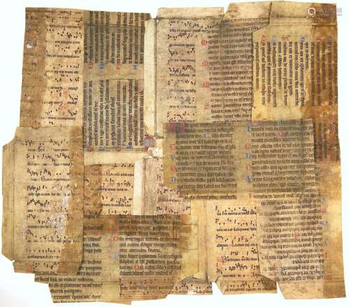 ENLUMINURES du XVe Siècle 12 Fragments de page cal...