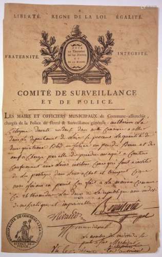 COMMUNE AFFRANCHIE. P.S. Du Maire et des Officiers...