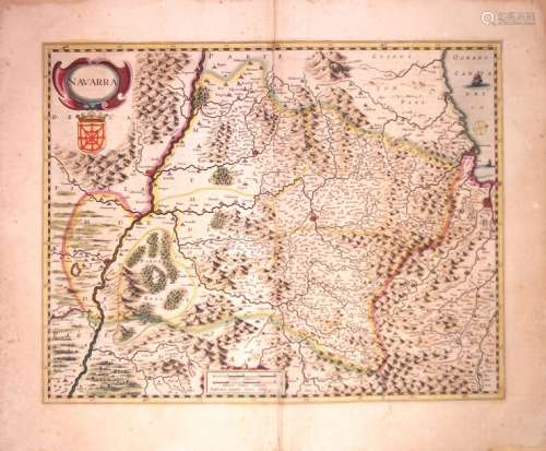 Carte XVIIe s.: l'ESPAGNE. Le Royaume de NAVARRE. ...