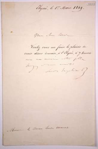 NAPOLÉON III (1808 1873)Lettre, en partie Autog...