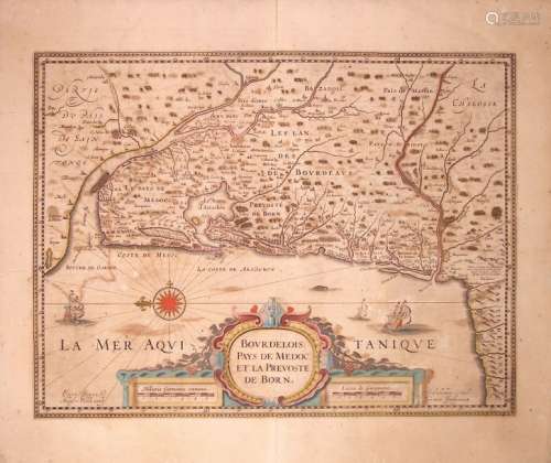 Carte XVIIe s.: BORDEAUX. LE MÉDOC. «Bourdelois, P...
