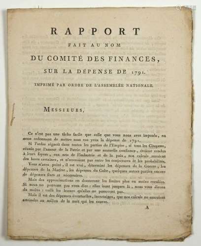 (LES FINANCES DE LA FRANCE en 1791.) «RAPPORT fait...