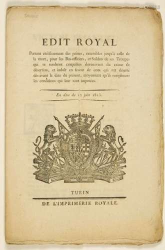 (SAVOIE. VICTOR EMMANUEL Roi de Sardaigne, Duc de ...