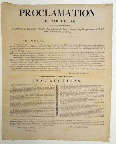 (RETOUR DE LOUIS XVIII 3 MAI 1814.) Placard (54 x ...