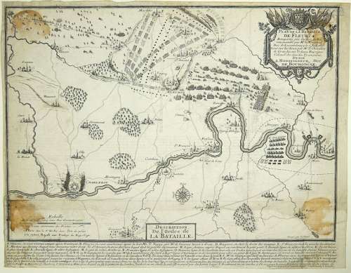 GRAVURE: «PLAN DE LA BATAILLE DE FLEURUS remportée...