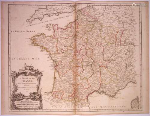 Carte de LA FRANCE. 1750. «Le Royaume de France di...