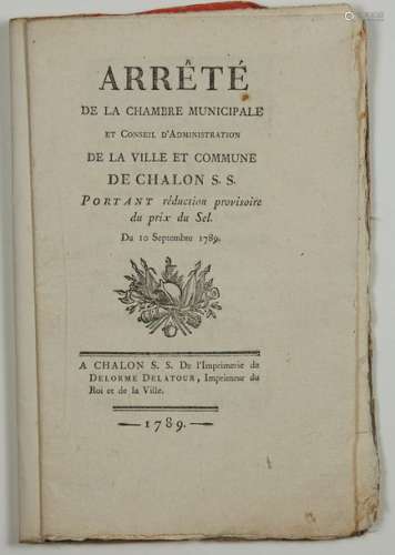 SAÔNE ET LOIRE. 2 Imprimés: (1789. Réduction du Pr...