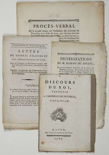 RHÔNE. LYON. 4 Imprimés: «Discours du ROI (Louis X...