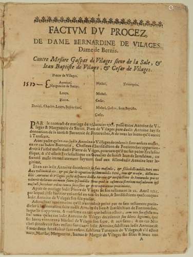 (GARD BOUCHES DU RHÔNE) 1649 «FACTUM du Procès de ...