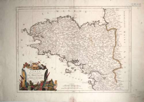 Carte de BRETAGNE. 1777. De SANTINI à Venise. «Car...