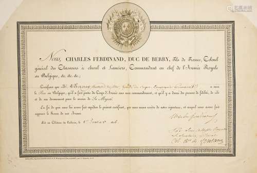 CHARLES FERDINAND D'ARTOIS, Duc de BERRY 1778 1820...