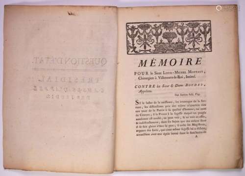 VAL DE MARNE. 1777. «Mémoire de Procès «pour le si...