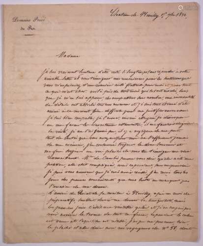 CHÂTEAU DE NEUILLY (92) le 12 Septembre 1832. «Dom...