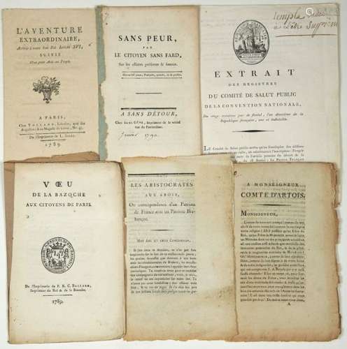 RÉVOLUTION. 6 Imprimés: PAMPHLET 1789 