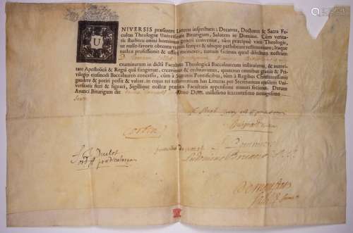 UNIVERSITÉ DE BOURGES. 1796. Pièce signée du Doyen...