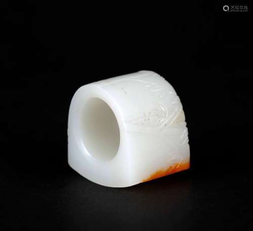 Chinese white jade thumb ring.