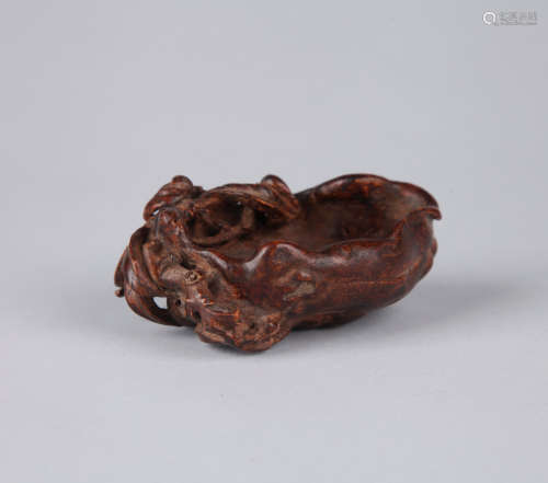 Chinese carved Chenxiang brush washer.