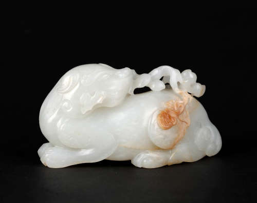 Chinese carved white jade beast.