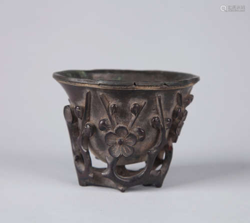 Chinese carved Zitan libation cup.