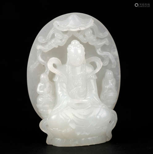 Chinese carved white jade Buddha.