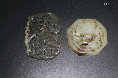 Two Chinese jade plaques.