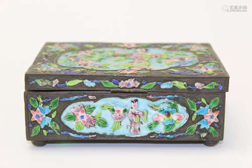 Chinese antique enameled metal box