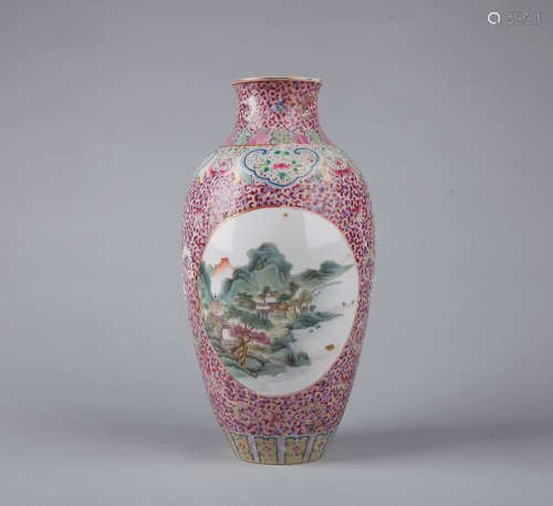 Chinese famille rose porcelain vase, Qianlong mark,