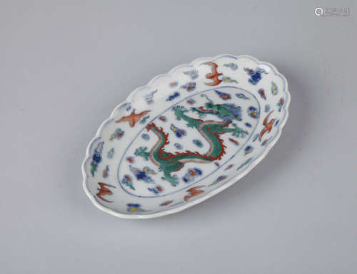 Chinese Doucai porcelain plate, Qianlong mark.