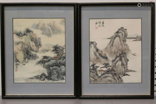 A pair of Chinese water and ink paintings on paper,