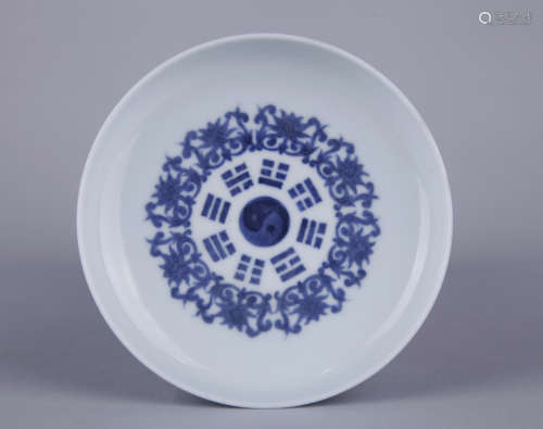 Chinese blue and white porcelain plate, Qianlong mark.