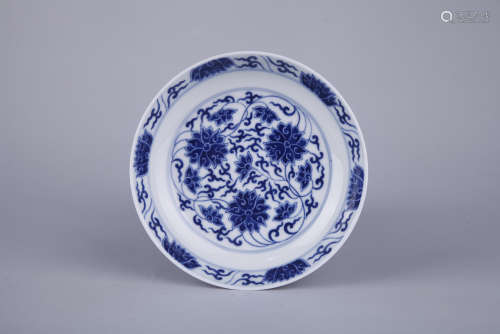Chinese blue and white porcelain plate, Guangxu mark.