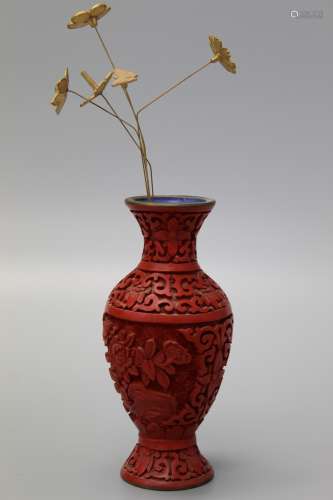 Chinese cinnabar vase.
