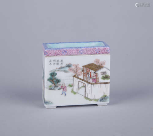 Chinese famille rose porcelain brush pot, Daoguang mark.