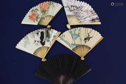 Five Chinese paper fans.