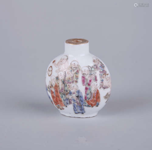 Chinese famille rose porcelain snuff bottle, Xianfeng mark.