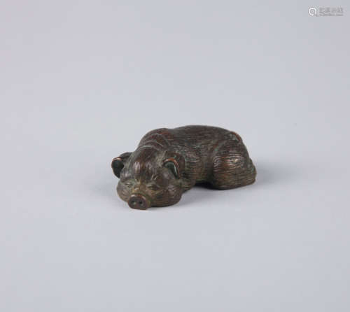 Chinese bronze figure of a pig.