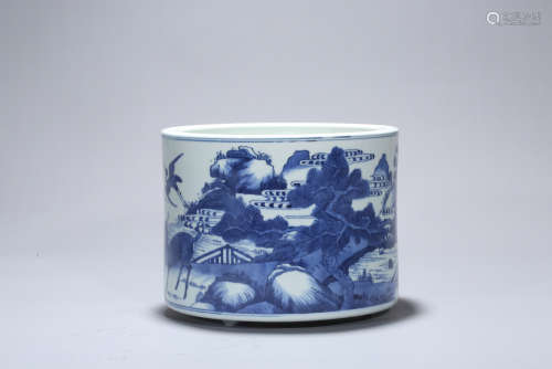 Chinese blue and white porcelain incense burner.
