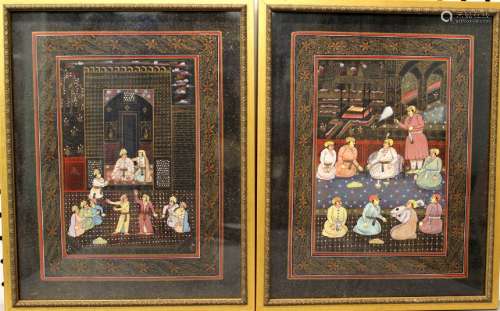 Pair of Indian miniature painting on paper.