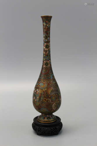 Japanese cloisonne long neck vase.