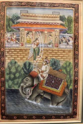 Indian miniature painting on silk.