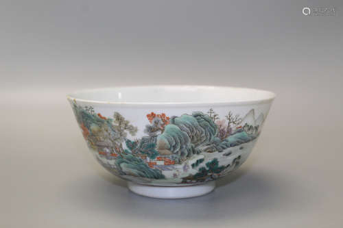 Chinese famille rose porcelain bowl, Qianlong mark.