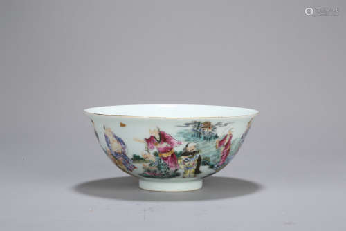 Chinese famille rose porcelain bowl. Guangxu Mark.