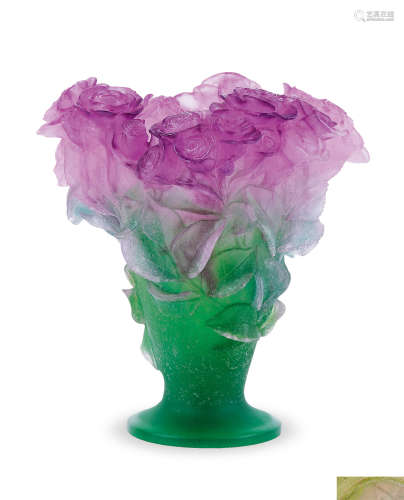 法国 都慕DAUM出品 水晶玫瑰装饰花瓶