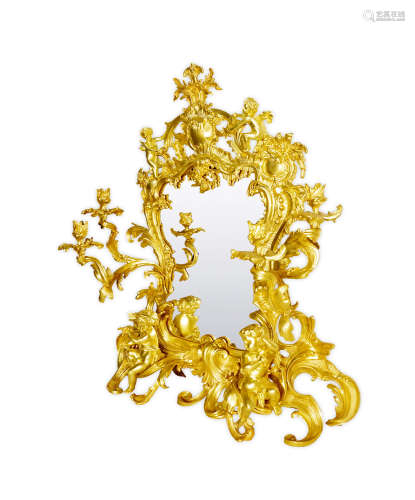 约1870-1890年 法国 洛可可风格 铜鎏金梳妆镜