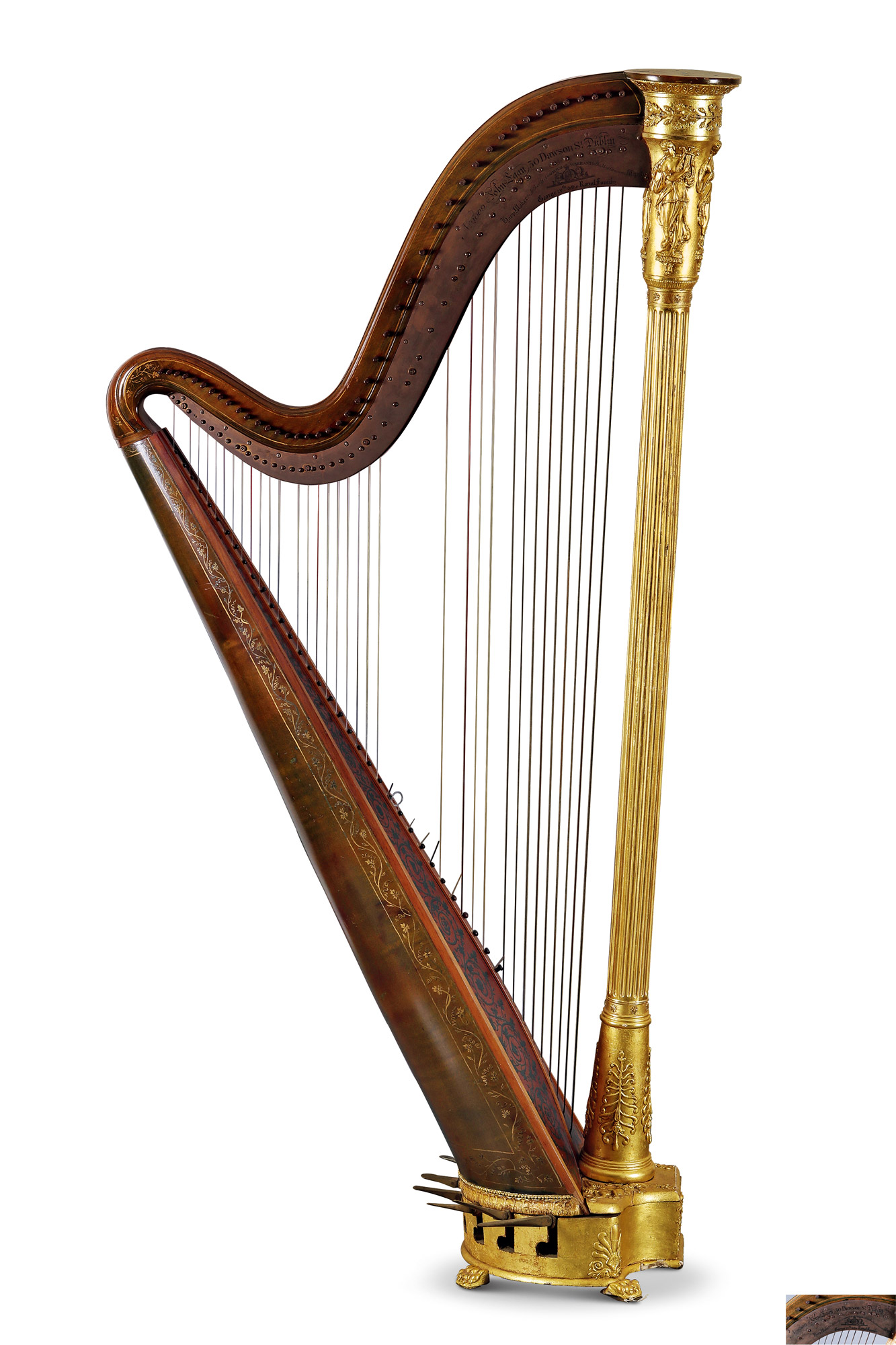 约1825年爱尔兰johnegan制木质鎏金竖琴