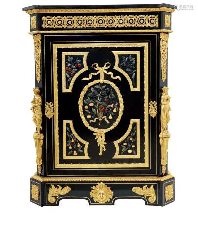 约1860-1870年 法国 ALPHONSE GIROUX出品 拿破仑三世时期 铜鎏金镶嵌乌木边柜