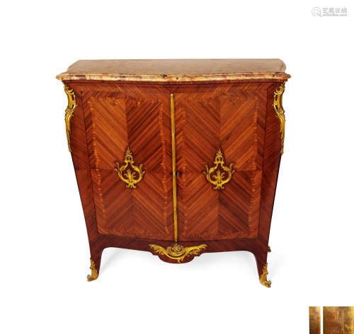 约1880年 法国巴黎 保罗·索马尼PAUL SORMANI出品 四分式紫罗兰木薄板贴面橱柜